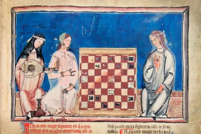 Muslimanske ženske igrajo šah na ilustraciji iz rokopisa